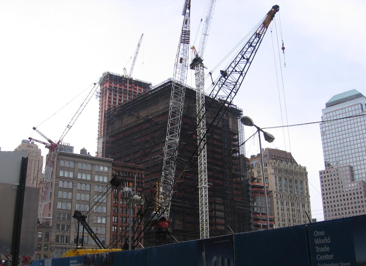 Skyscraper cranes at work